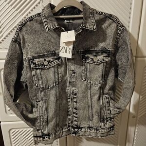 Zara Kid Chic Black and Gray Denim Jacket